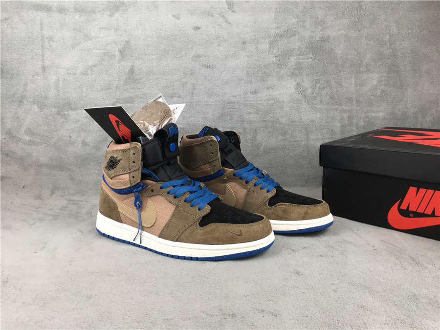 2021 Women Air Jordan 1 High Brown Green Black Blue Shoes